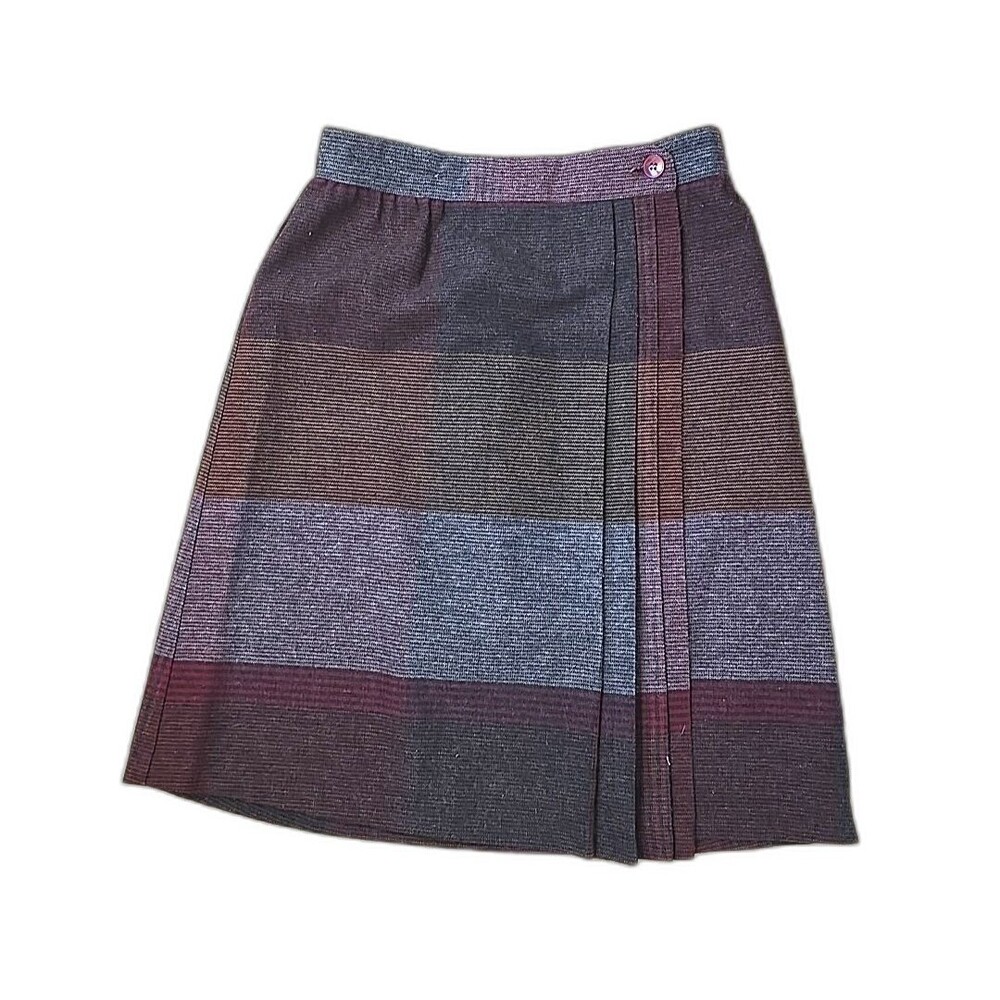 Vtg 90s Plaid Wrap Skirt 10 Wool Blend Geek Dark Academia Preppy Classic Oxford